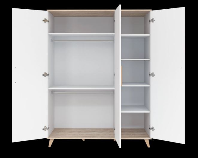 FLIP White & Oak 3 osztású szekrény