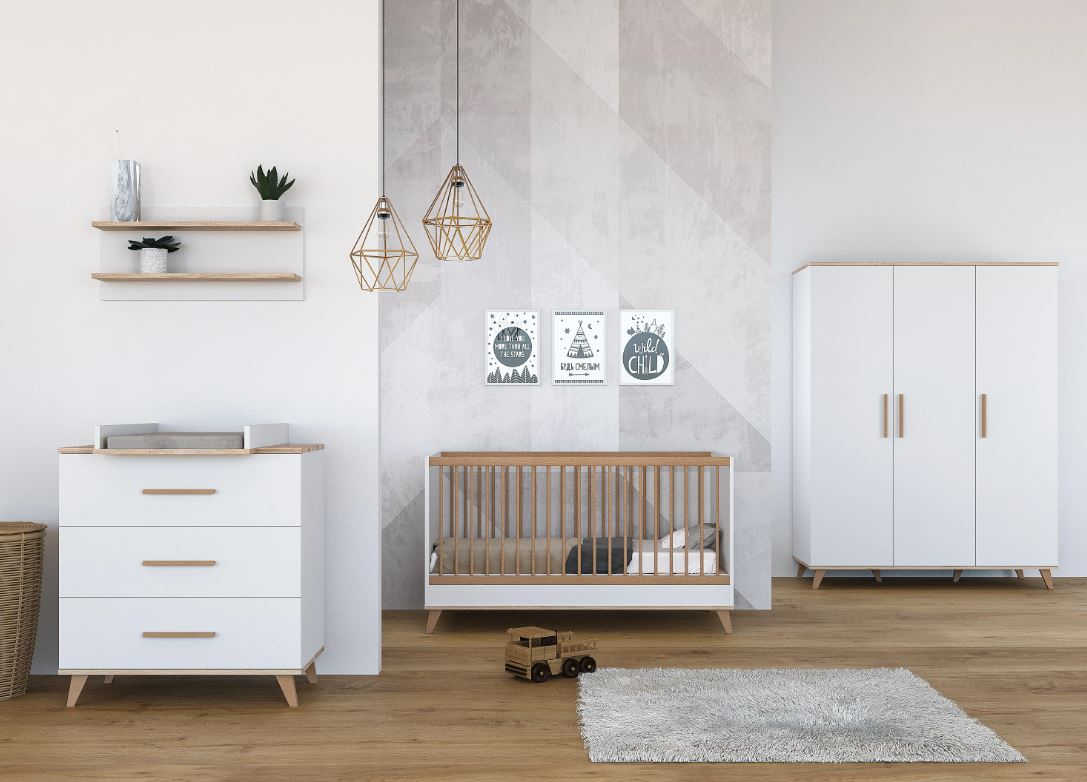 FLIP White & Oak 3 osztású szekrény