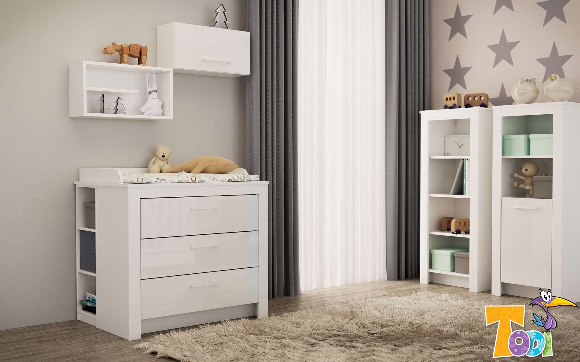 White Bunny Nyitott polc a pelenkázó toldalék alá